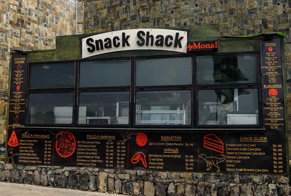 The Snack Shack kiosk with its menu boards